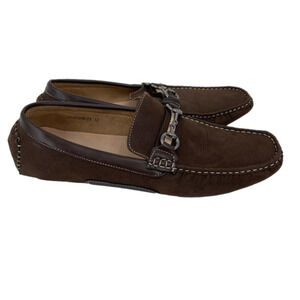Bruno Marc Leather Santoni Driving Moccasin Loafer Shoes Horse Bit Brown Size 12